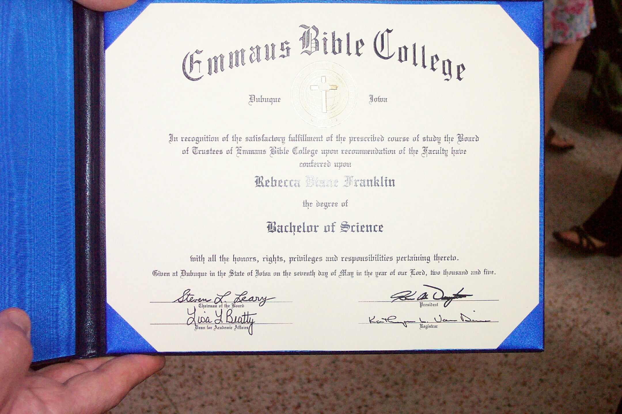 Becky's diploma